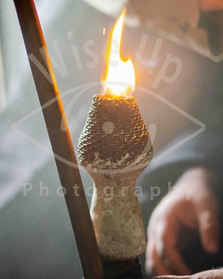 Afghan chillum bowl on fire