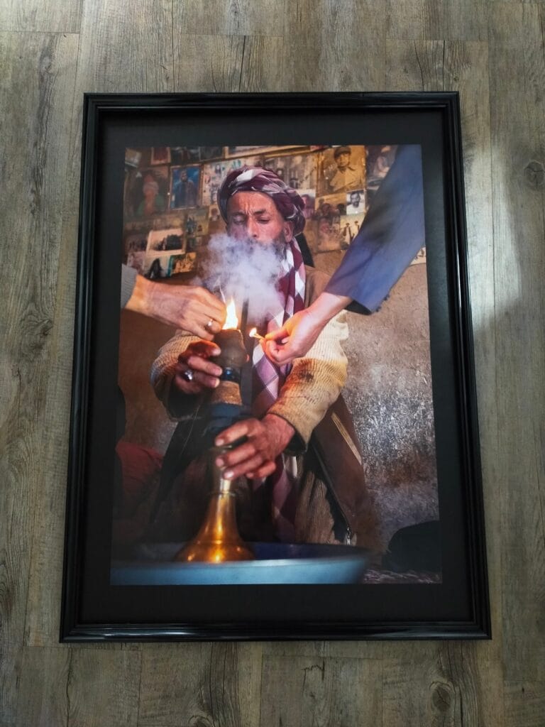 Four hands for one chillum - Afghan hash culture poster