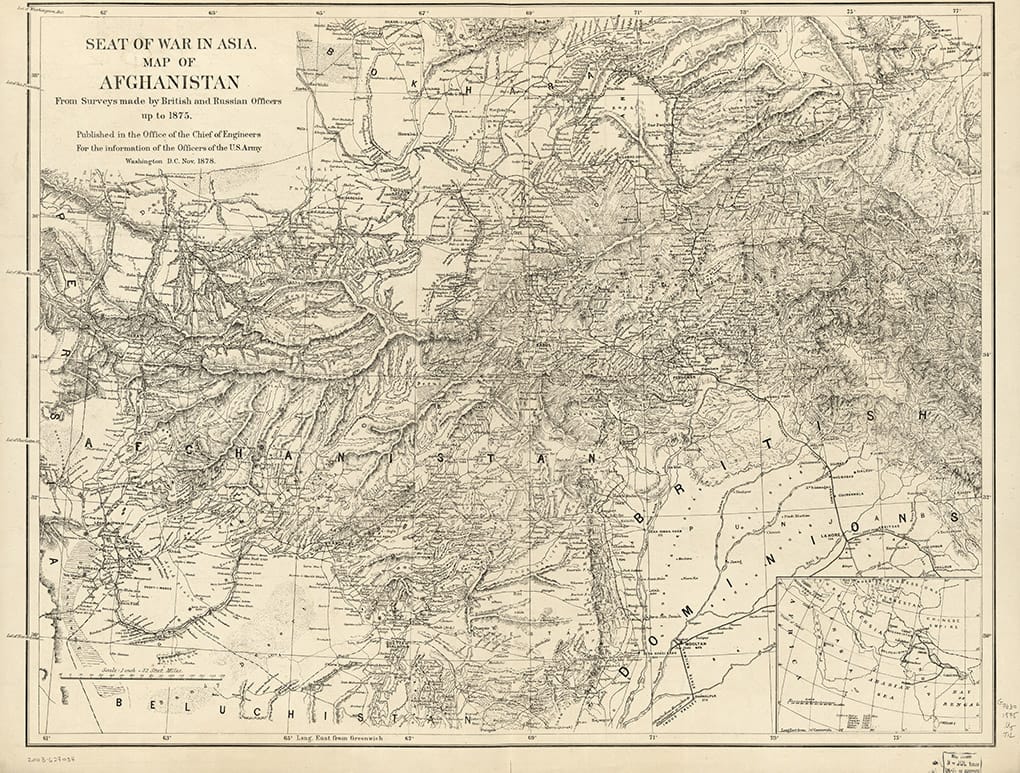 Map of Afghanistan with corresponding US latitudes.